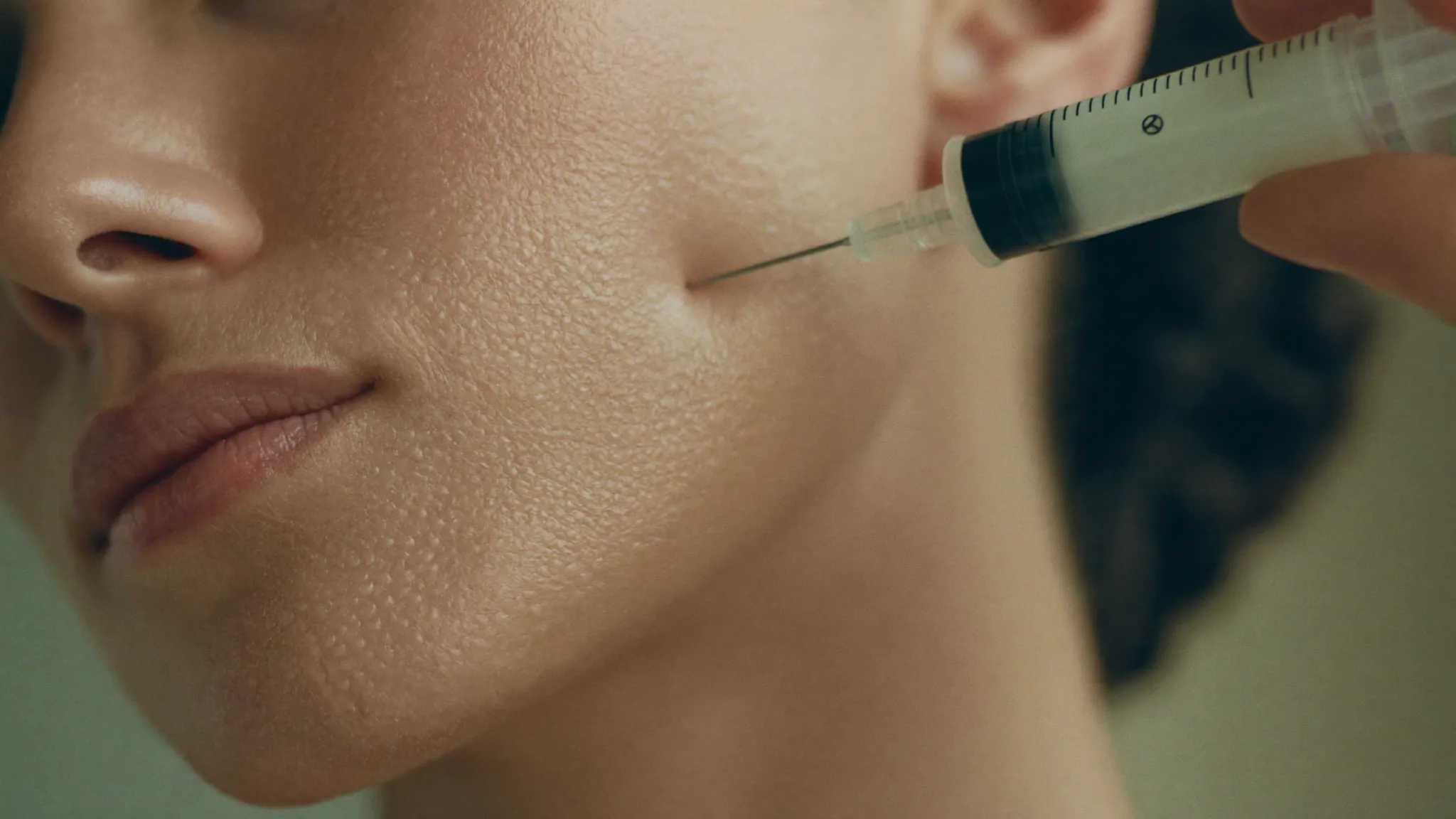 Primer plano de un tratamiento facial sobre piel sana